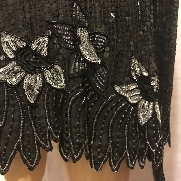 Vtg Royal Feeling Women Sequined Black Top Sz L - Picture 6 of 8